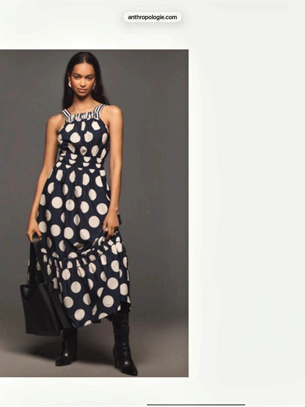 🌺🌺New Anthropologie Dot Maxi Dress Navy & White - S